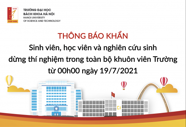 THÔNG BÁO KHẨN: Kế hoạch công tác và học tập từ ngày 19/7/2021