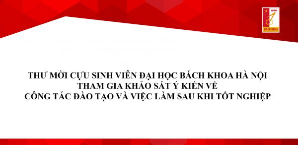 Thư mời cựu sinh viên tham gia khảo sát ý kiến về công tác đào tạo và việc làm sau khi tốt nghiệp