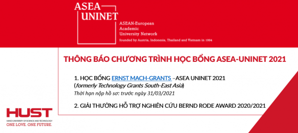 Thông báo chương trình học bổng ASEA-UNINET 2021