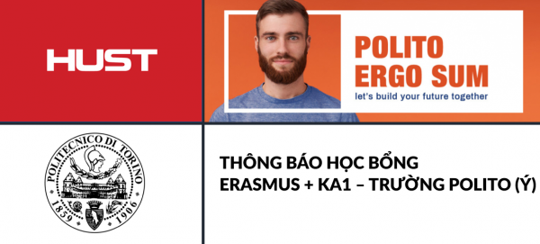 Thông báo học bổng Erasmus + KA1 – Trường POLITO (Ý)