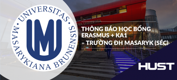 Thông báo học bổng Erasmus + KA1 – Trường ĐH Masaryk (Séc)